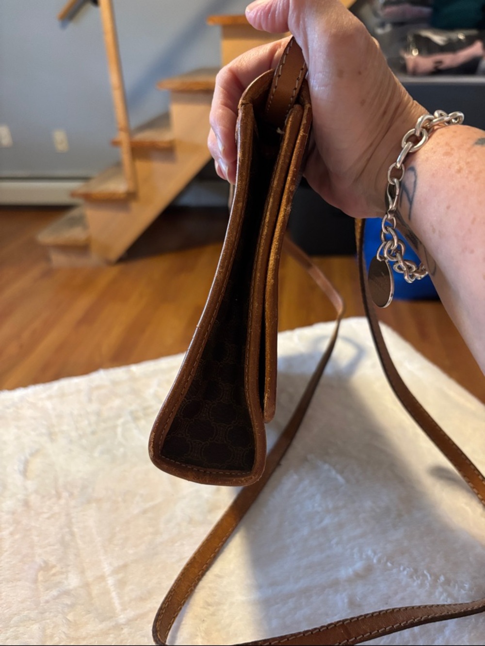 Celine Brown Monogram Canvas Toiletry Clutch with Tan Leather Trim - Picture 5 of 11